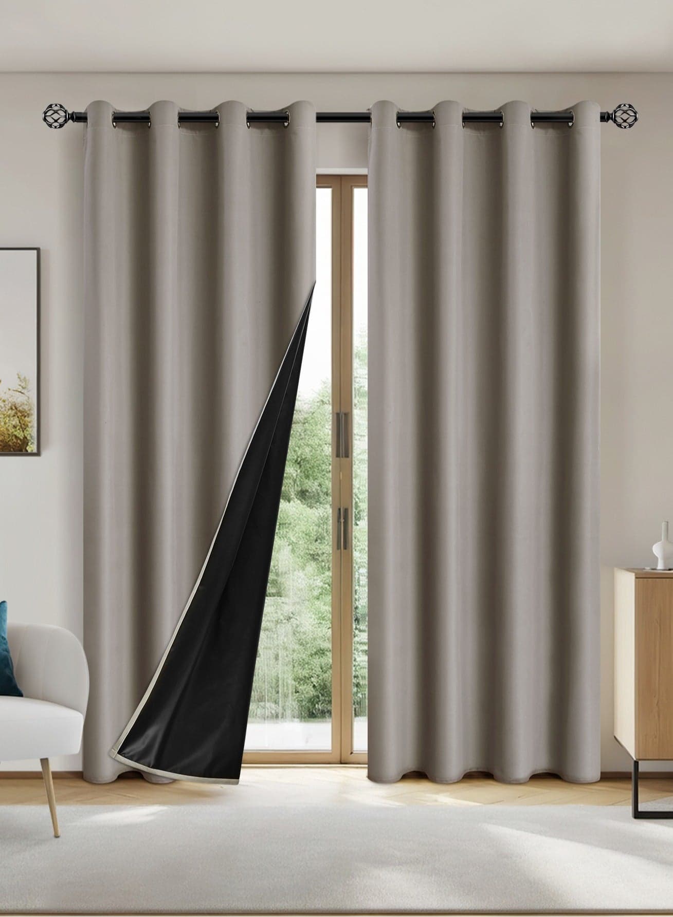 2 Panels Blackout Curtains for Bedroom, Thermal Insulated Room Darkening Curtains, Grommet Light Blocking Blackout Drapes for Living Room (Camel,132*241cm)
