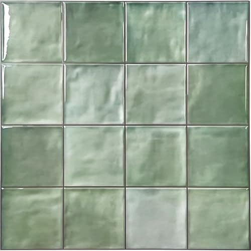 Walanz 10 Sheets Peel and Stick Backsplash, Self Adhesive Wall Tiles, 3D Adhesive Tile Backsplash, 12"x12"Premium Self Adhesive Wall Tiles Peel and Stick for Bathroom, Kitchen, RV(Spring Moss)