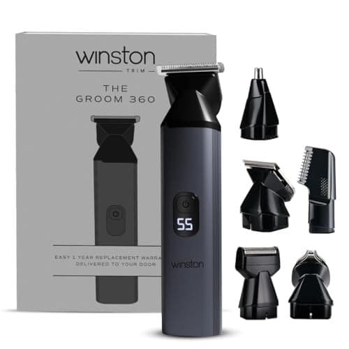 Winston All-in-One Full Body Trimmer for Men - Groom 360 | 6 in 1 Multi Grooming Trimming Kit, Nose, Beard and Body Trimmer | IPX7 Waterproof Design | 160 Min Cordless Runtime