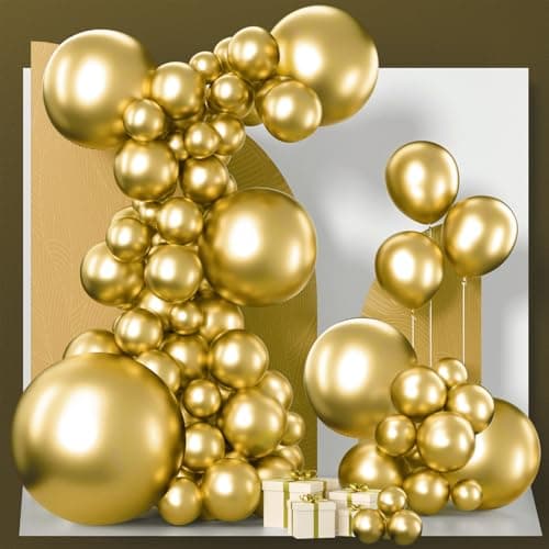 PartyWoo Gold Balloons 100pcs Different Sizes of 36 18 12 10 5 Inch Gold Balloon Arch Kit Garland for Birthday Wedding Anniversary Baby Shower Graduation Retirement Casino Party Decorations GoldG101