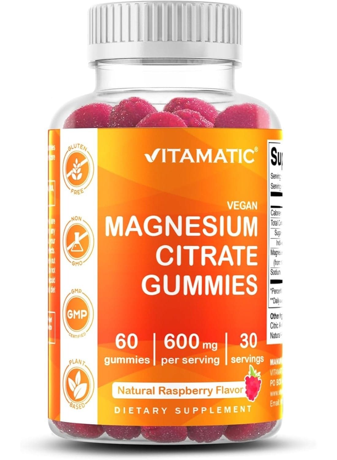 Vegan Magnesium Citrate Gummies 600mg - 60 Gummies