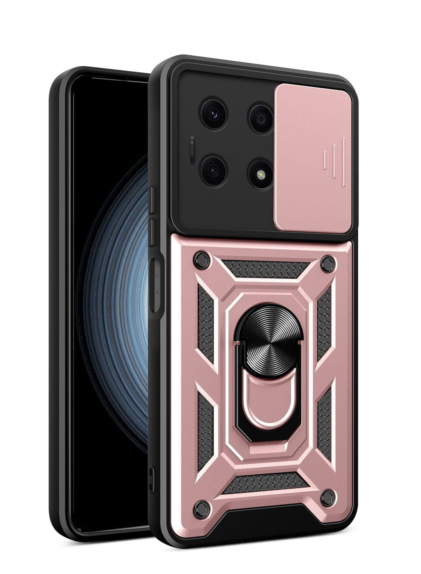 Honor X8b 4G Case, Slide Camera Lens Cover + 360°Rotating Kickstand Ring + Support Magnetic Car Mount Shockproof Mobile Phone Case