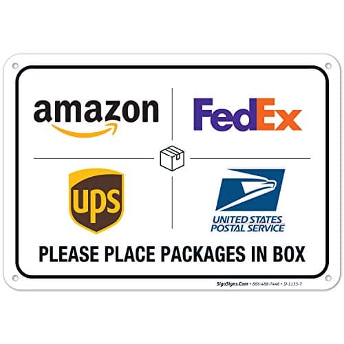 Package Delivery Sign, Delivery Instructions Sign, 10x7 Inches, Rust Free .040 Aluminum, Fade Resistant, Made in USA