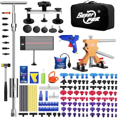 Super PDR Paintless Dent Repair Kit 148PCS Dent Puller Kit with LED Light Board Can Removal 99 of Car Dents in 30 Minutes for Repair Work of Big Dents Small Dents Door Ding Creases and Hail Damage