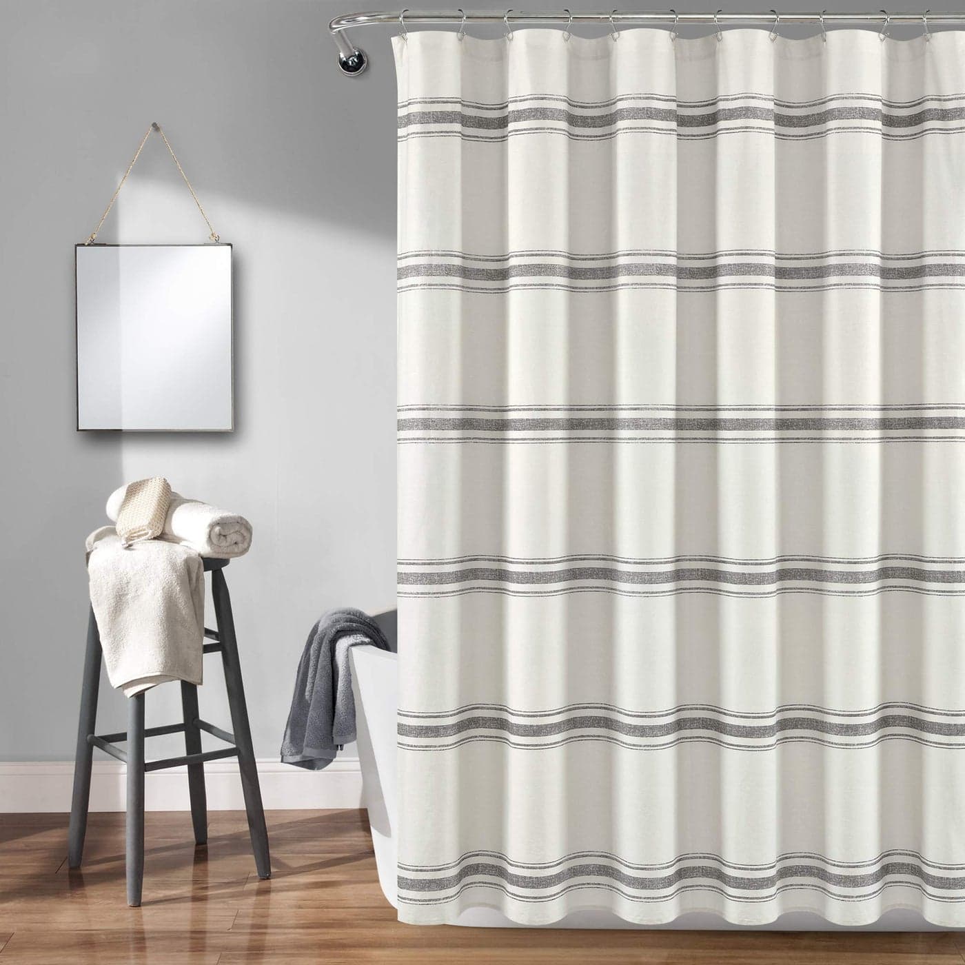 Lush Decor Shower Curtain Farmhouse Stripe 72 x 72 Gray