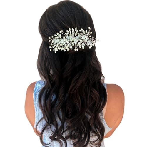 Hair Flare Hair Accessories For Women & Girls, Stylish for Wedding - Artificial Flowers & Pearl Style Juda Bun - Floral Bridal Brooch & Hair Pin, 2730 1 Pearl Store Hair Vein Silver