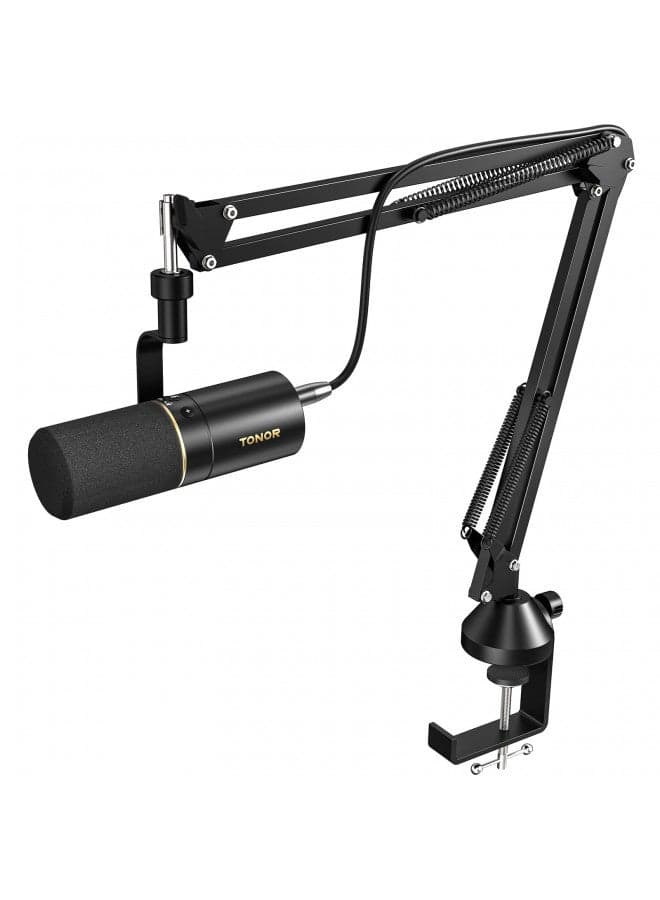 TONOR Dynamic Microphone, USB/XLR PC Microfono with Boom Arm Stand for Podcast, Recording, Live Streaming & Gaming, XLR Cardioid Studio Mic for Music & Voice-Over with 3.5mm Headphones Jack, TD510+