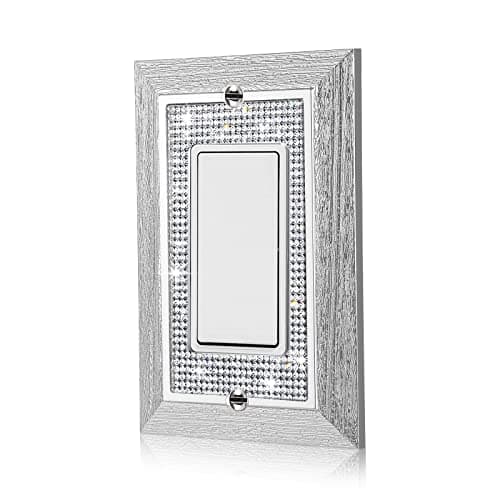 Gaocai 1 Pcs Shiny Rhinestones Wall Plates Imitation Wood Grain Light Switch Cover Decorative Outlet Cover Single Toggle Switch Plates And Outlet Covers