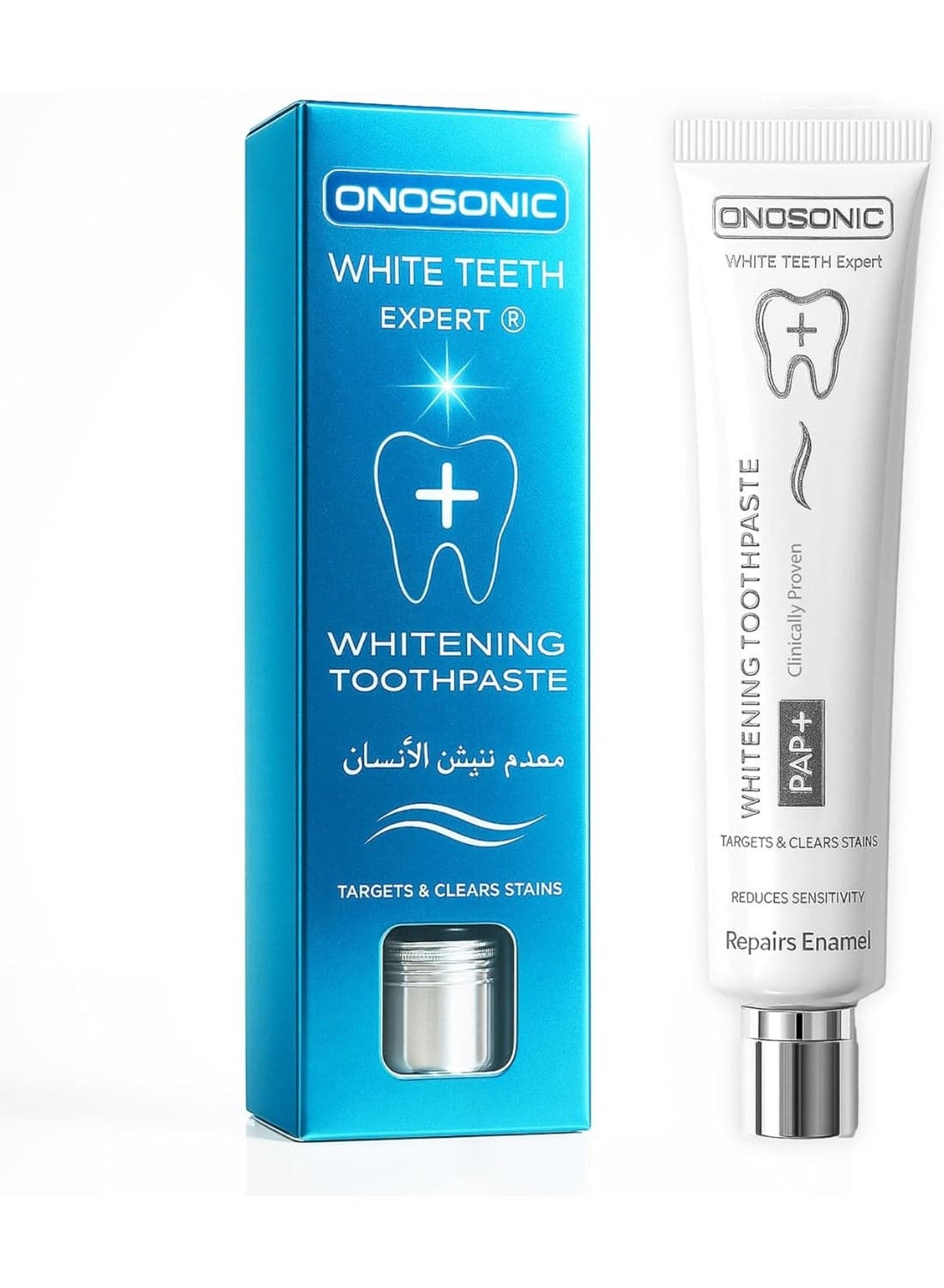 ONOSONIC White Teeth Expert PAP+ Toothpaste – Supreme Whitening Toothpaste for Deep Stain Removal, Enamel Strengthening & Long-Lasting Fresh Breath | Gentle Daily Formula for Whiter, Healthier Teeth — 37M