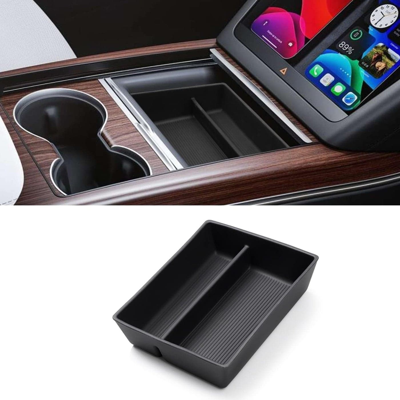 Yumzeco Compatible with 20212025 Tesla Model S Model X Center Console Organizer PlaidLong Range Armrest Silicone Center Console Storage Box for 2022 2023 2024 2025 Tesla S X Accessories