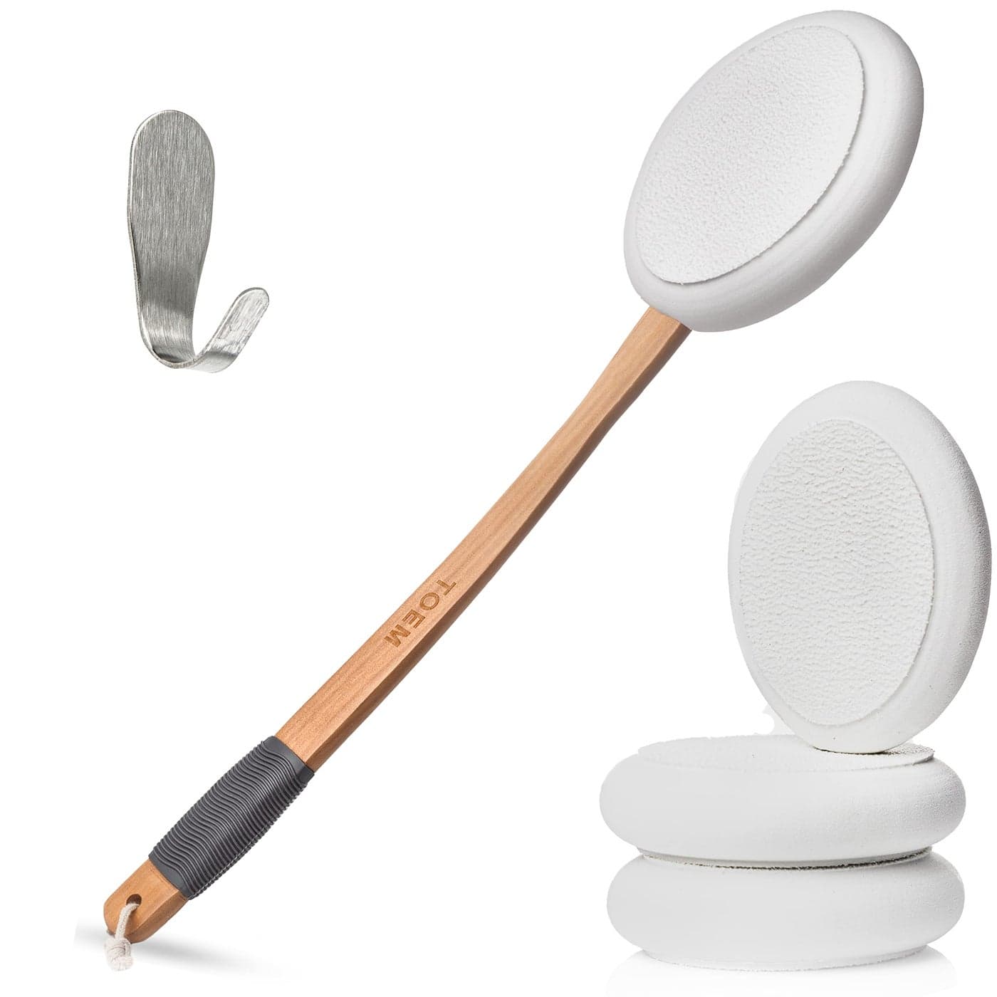 Toem Lotion Applicator For Back Easy Reach Lotion Cream Sunscreen Self Tanner For All Skin Types Includes 1 Applicator Handle 4 Pads 1 Hook 4 Pads