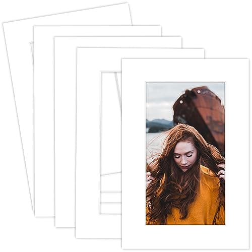 MBC Mat Board Center, 5 Pack 4x6 for 3x5 White Picture Mats Frame Mattes, Bevel Cut, Acid Free, 4-ply Thickness