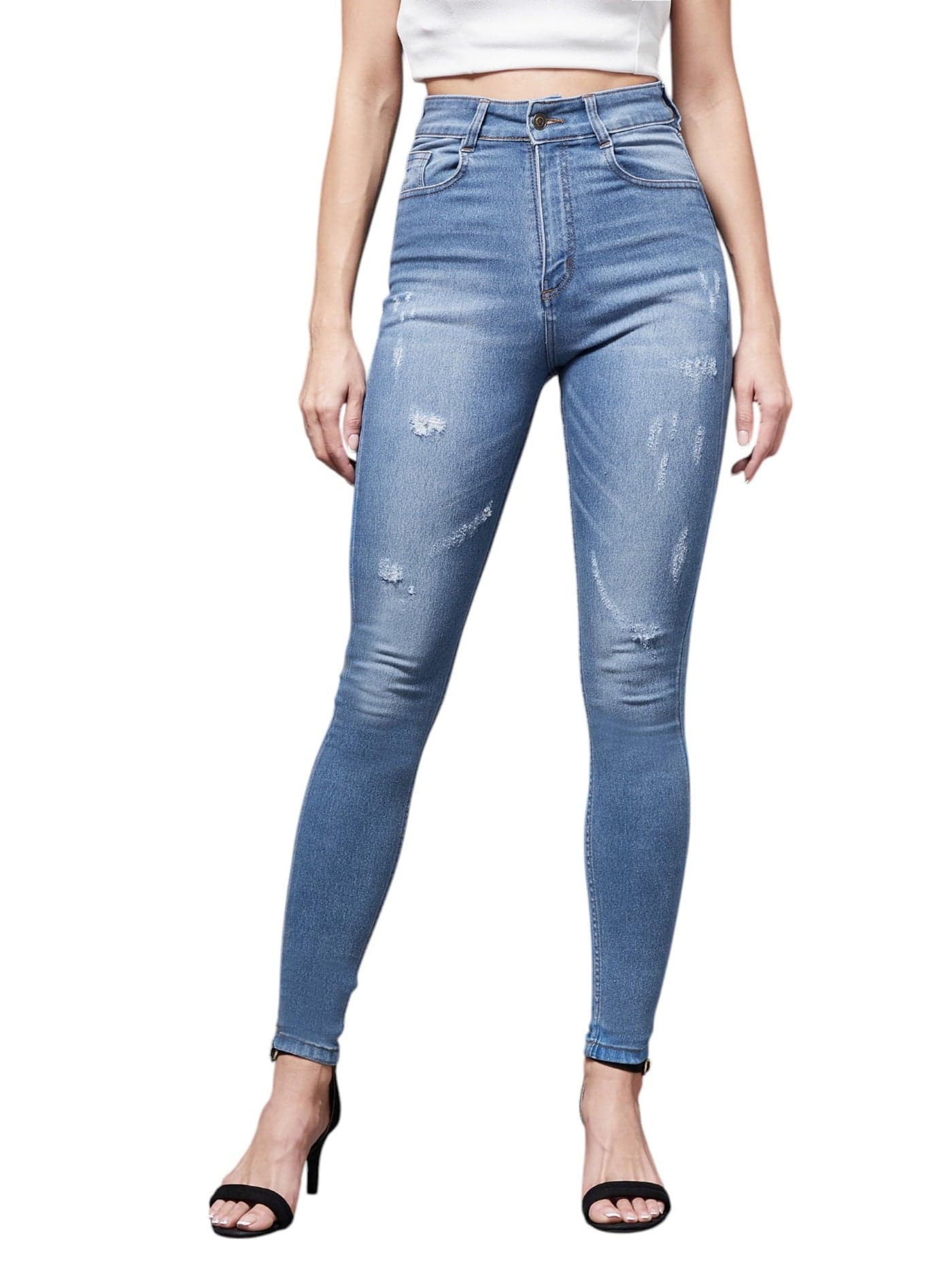 Miss Chase Women's Skinny High Rise Clean Look Stretchable Denim Jeans (MCSS21DEN99-38-318-36, Charlotte Blue, 36)