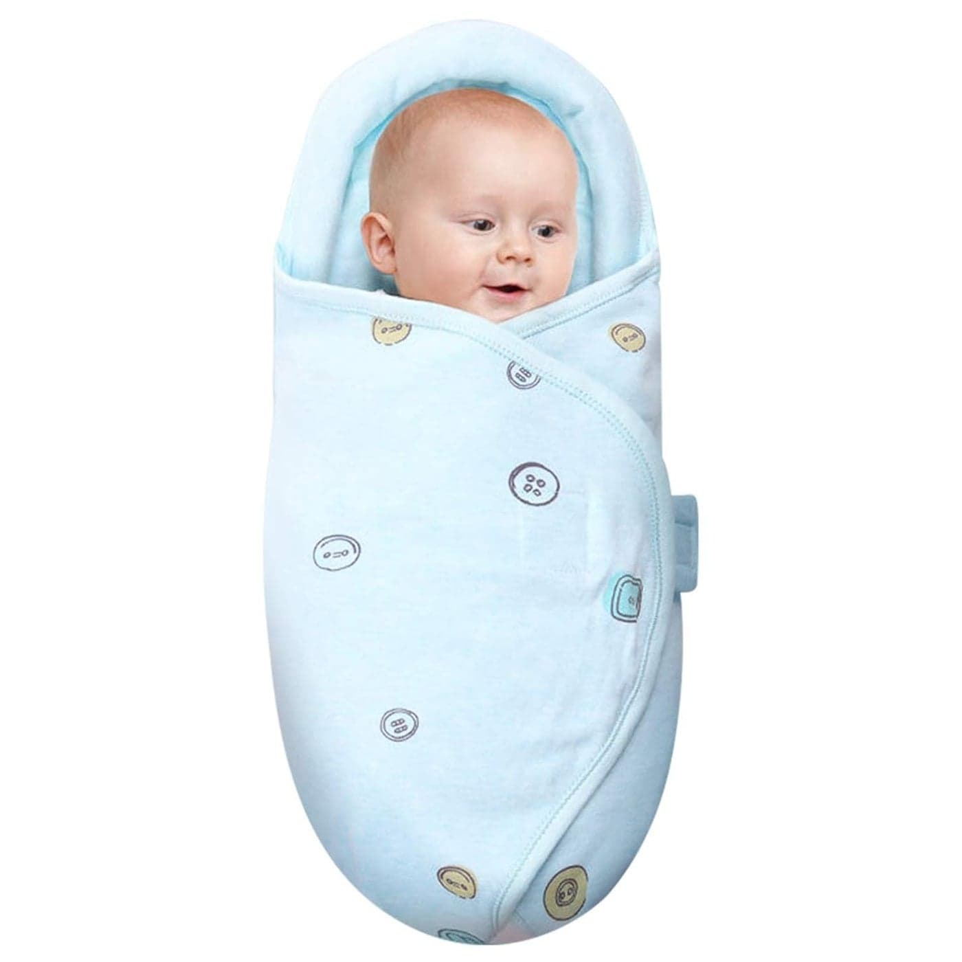 Knirose Baby Swaddle Blankets Unisex Baby Blanket Wrap for Newborn Baby Boys Girls Skin Friendly Wearable Swaddle Sleep Sack Made of Combed Cotton Button Blue 03 Months