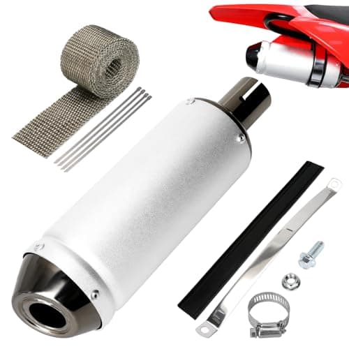 EOPOAYI 1.1 Inch Motorcycle Slip on Muffler for 125cc 110cc 4 Stroke Pit Dirt Bike CRF50 SSR Tao tao DB10 Coolster Baja, Universal 28mm Exhaust Silencer for ATV Mini Bike Quad 4 Wheeler Go Kart Parts