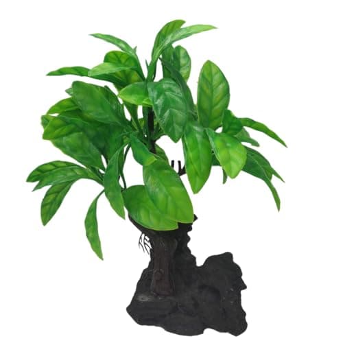 SANSEFERO Premier Plants Plastic Plants for Aquarium Fish Tank Fish Tank/Home/Garden/Office Decoration Tree Decorative Ornament (Rock Tree)