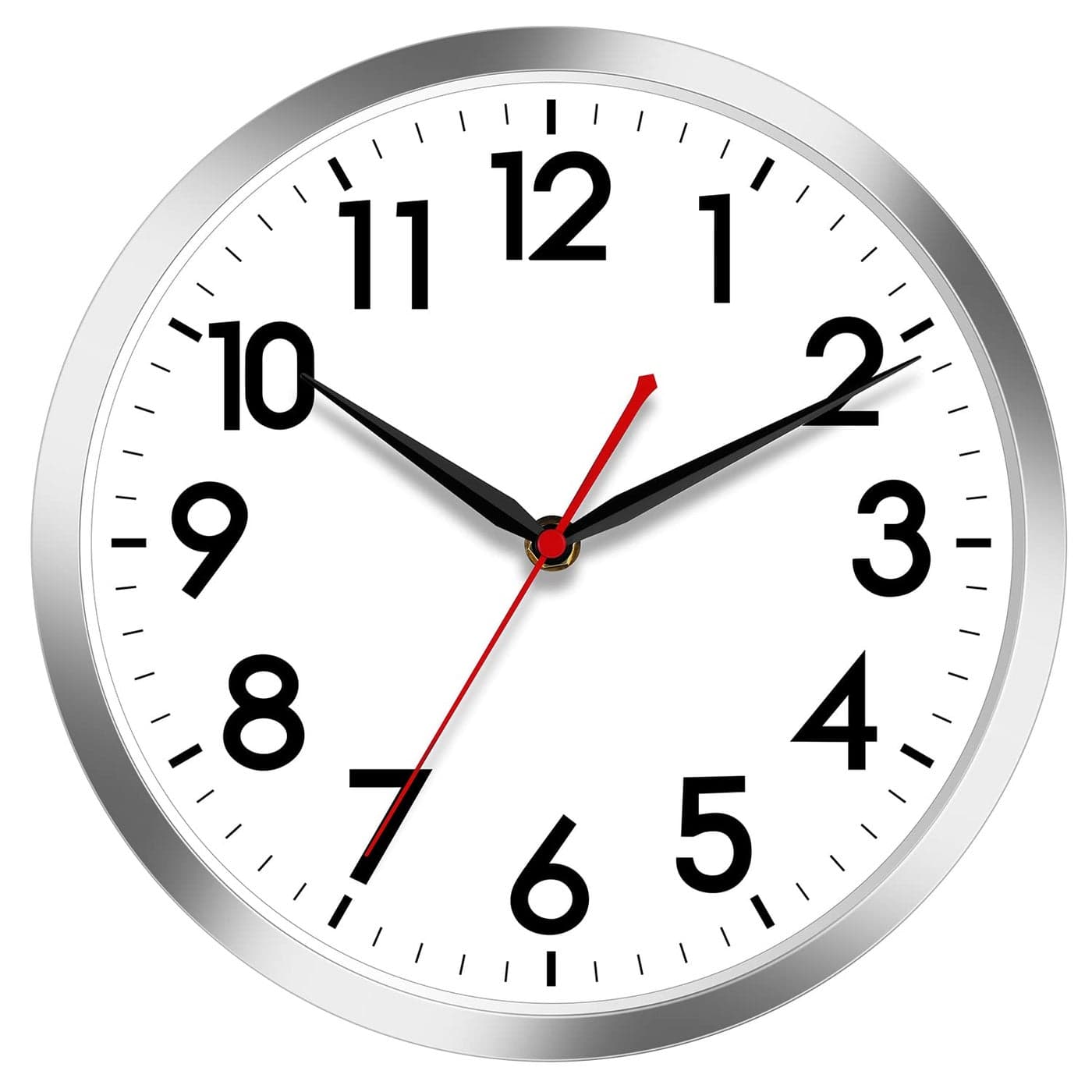 AKCISOT Wall Clock 14 Inch Large Silent Wall Clocks Battery Operated Silver Modern NonTicking Clock Decorative for Living RoomKitchenBathroomBedroomOfficeHomeClassroomSchool