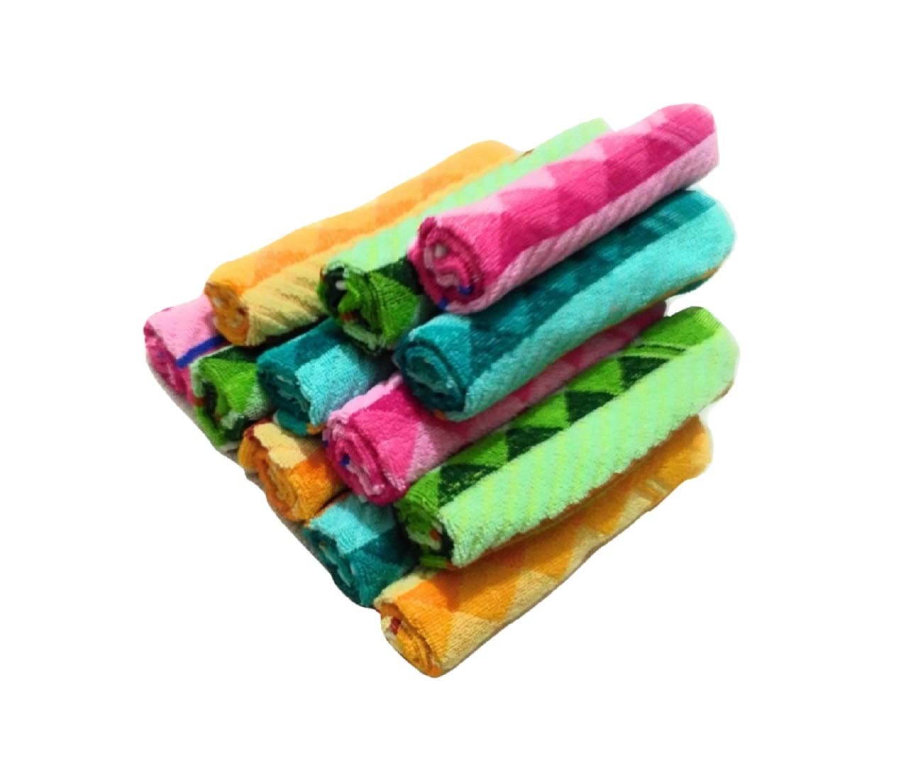 Cotton Colors Floral Design Hand Towels (Medium, Multicolor, Pack of 12)_D43