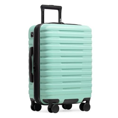 U.S. Traveler Boren Polycarbonate Hardside Rugged Travel Suitcase Luggage with 8 Spinner Wheels, Aluminum Handle, Mint, Carry-on 22-Inch, USB Port