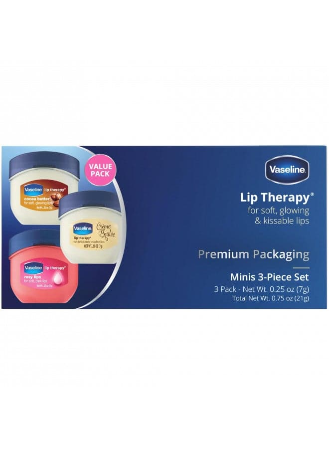 Vaseline Lip Therapy 0.25 Oz 3 Pack Bundle - Creme Brulee, Rosy Lips & Cocoa Butter