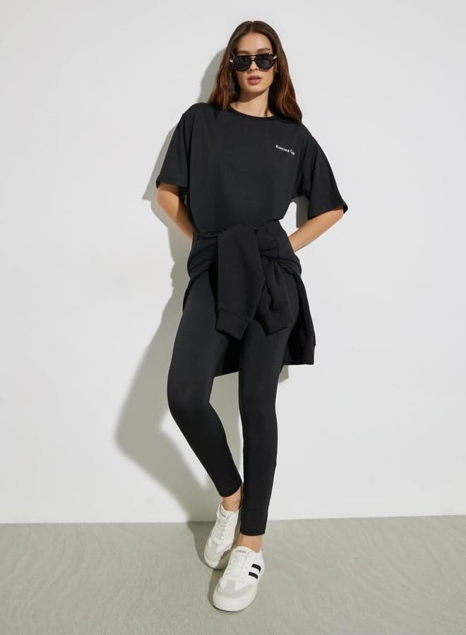 Black Oversized T-Shirt and Leggings Co-ord