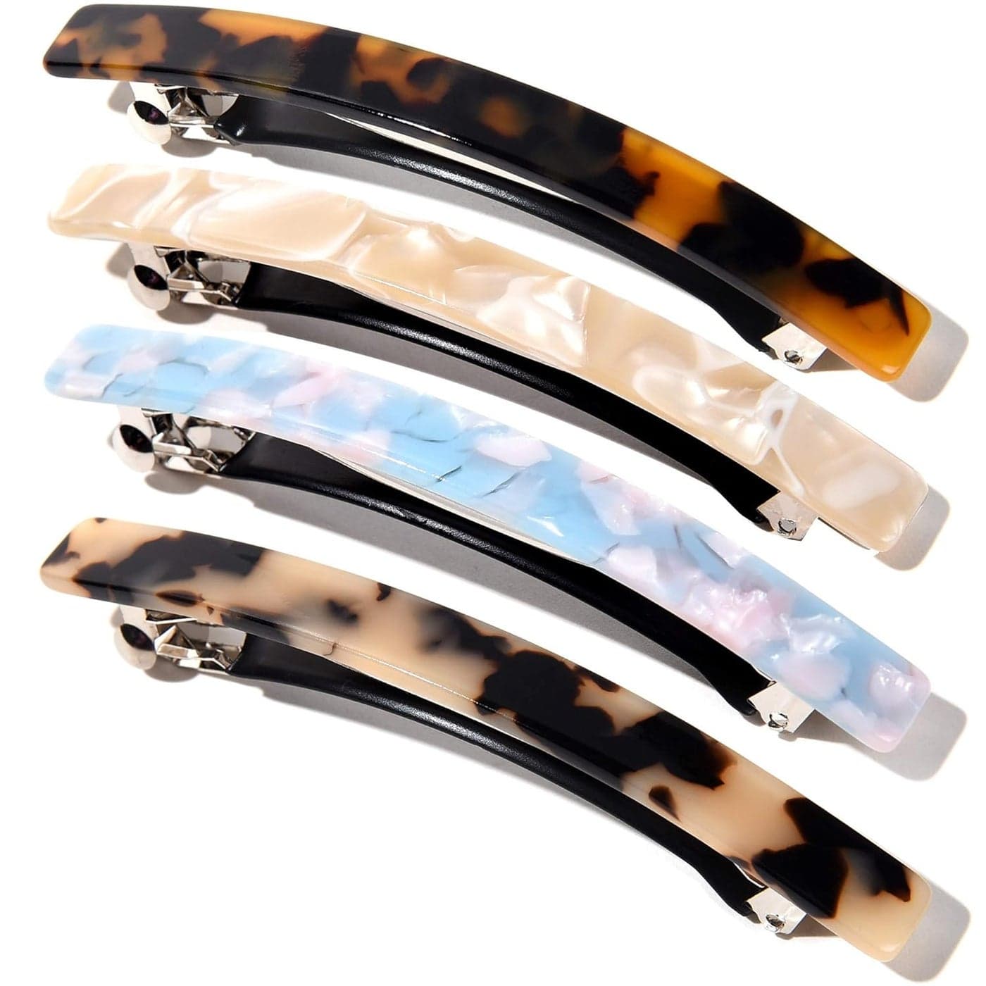 Fsmiling Hair Barrettes for Women French Hair Barrette Clip Large Acetate Hair Clips Barrette No Slip Hair Accessories 4Pack
