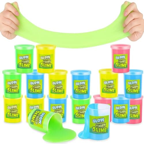 Playbees Glow in The Dark Slime 12 Pack Neon Party Favors for Kids Sensory Toy for Boys Girls Ages 5 NonToxic Stretchy Gooey Fun Birthday Halloween Classroom Treat Bags