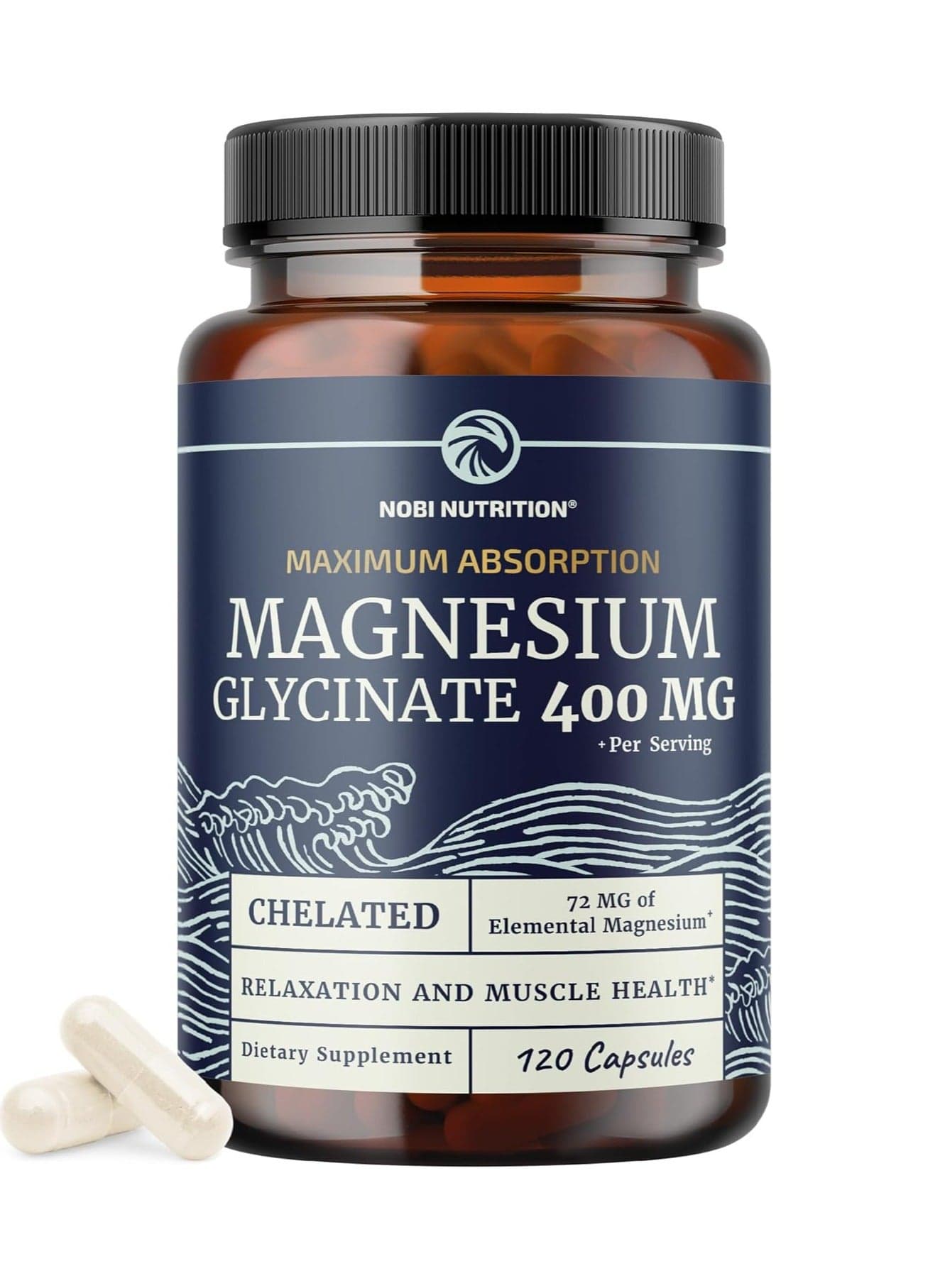 Magnesium Bisglycinate 400mg Chelated Bisglycinate for Muscle Relaxation, Bones, Heart, Nerve, Sleep And Calm Support for Women & Men, High Absorption Magnesium Supplement Chelate - 120 Capsules