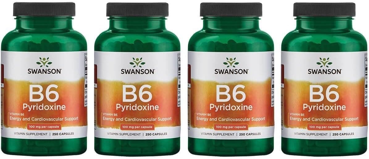 B6 Pyridoxine Vitamin Supplement for Adults - 250 Capsules