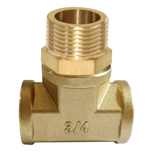 Joywayus Brass Tee Pipe Fitting Barstock 3 Way 34 NPT Female x 34 NPT Male x 34 NPT Female Hose Fitting