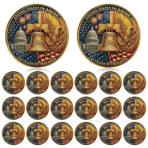 Highergo 250th Anniversary Commemorative Coins USA Eagle and Patriotic Symbols Collectible 250 Year Merchandise for Celebration Display Collectors Challenge Coin Gift20 PcsStyle 2