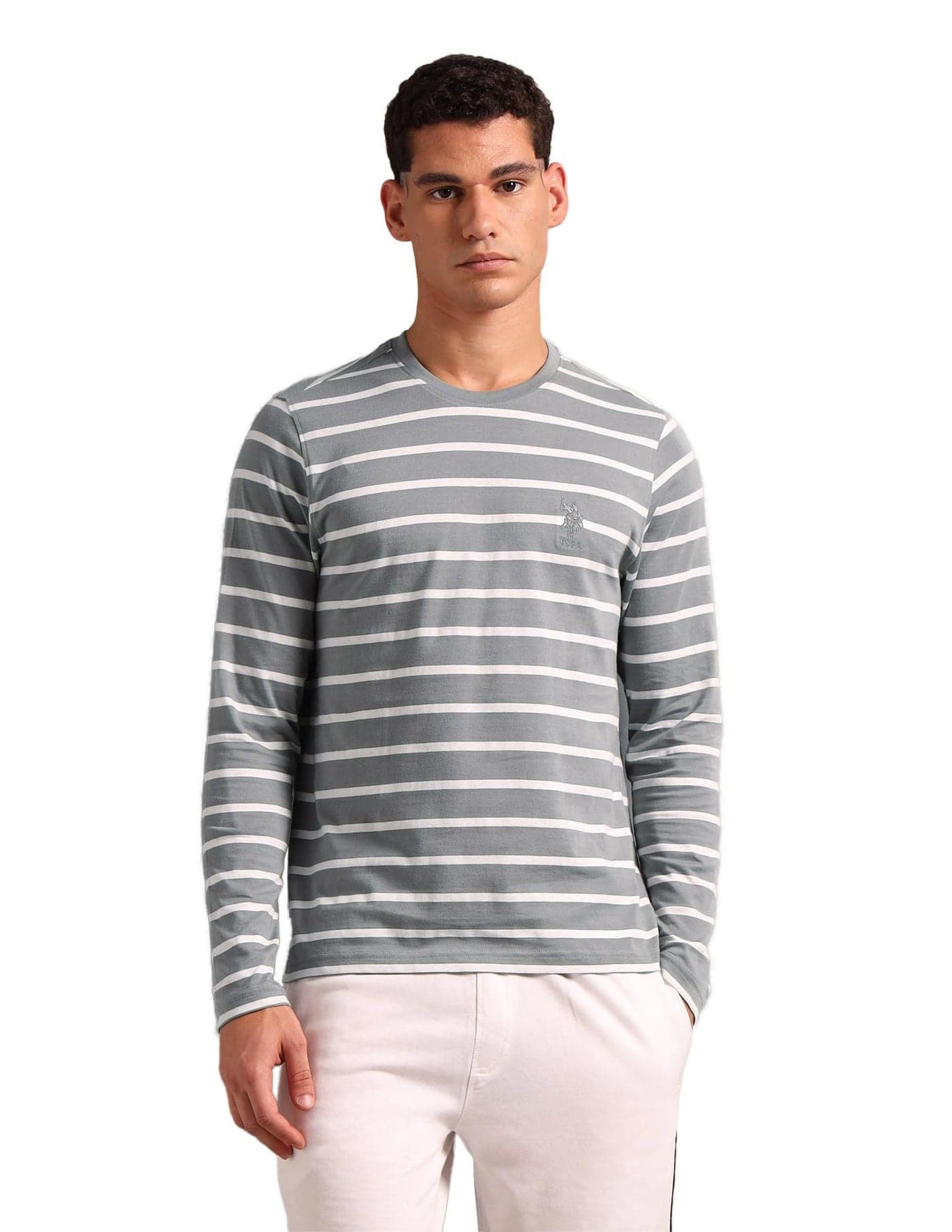 U.S. Polo Assn. I689 Cotton Horizontal Striped Lounge T-Shirt