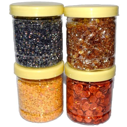 Victor Sequins Holographic Sequins and Crystal Round Sequins Combo of 4 Colors 400gms for Crafts and Embroidery 100g x 4 Pack MM8