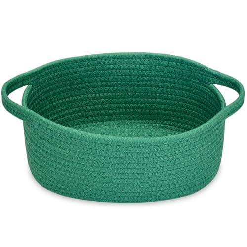 ABenkle Small Woven Baskets 12x8x5 Rope Baby Toy Storage Basket with Handle Durable Gift Basket Empty for Graduation Easter Christmas