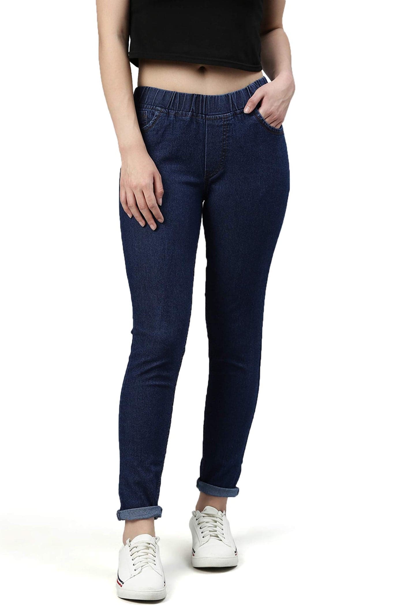 ADBUCKS Women's Denim Silm Fit Stretch Mid Rise Jeggings (Dxblue, 30)