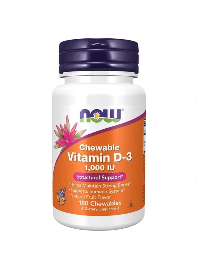 Supplements, Vitamin D-3 1,000 IU, Natural Fruit Flavor, Structural Support*, 180 Chewables