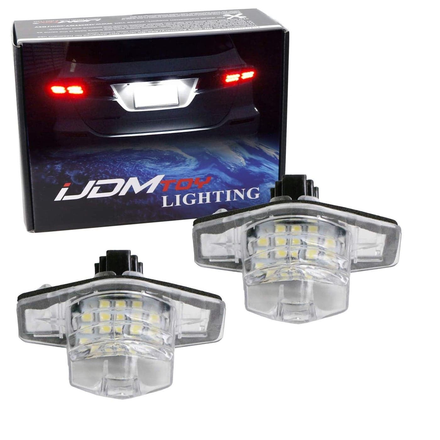 iJDMTOY OEMFit 3W Full LED License Plate Light Kit Compatible with Honda Civic Coupe Fit CRV Element Crosstour Odyssey Insight HRV Powered by 18SMD Xenon White LED