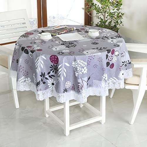 Homerz Premium Round Table Cover, 60 inch Diameter, Waterproof and Easy to Clean, 2 Years Brand Guarantee (Smooth Grey)