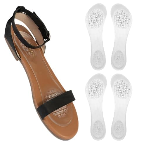 2 Pairs Gel High Heel Inserts Women, Adhesive Cushioning Insoles for Sandals Flats Dress Shoes, 3/4 Length Invisible Insoles Prevent Slipping, 7.5-10 Size