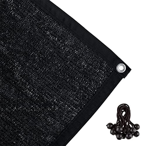 Shatex 90% Shade Fabric 6x16ft Sun Shade Cloth with Grommets for Pergola Cover Canopy Black, 12 Bungee Balls