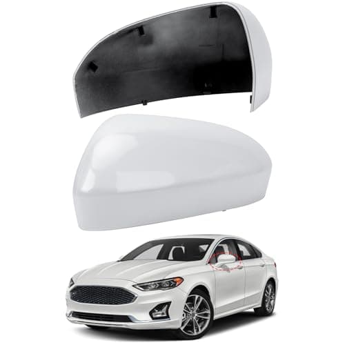 LOIYLLEN Driver Side Mirror Cover Replacement for Ford Fusion 2013 2014 2015 2016 2017 2018 2019 2020 2021 2022 - Left Side Mirror Covers, Rear View Mirror Cap Accessories Without Lamp, White