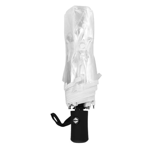 Flylin Clear Umbrella-Automatic Open Foldable, Transparent Portable Collapsible Umbrella for Rain/Wind/Snow, Windproof for Wedding/Travel/Dating