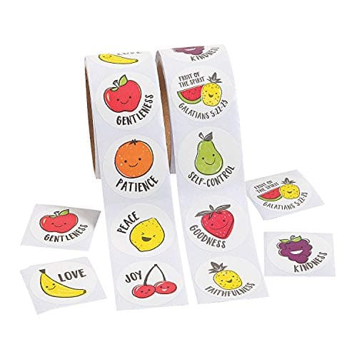 Fruit of The Spirit Scented Sticker Roll Bulk Set of 100 1 Roll Rewards and Party Supplies