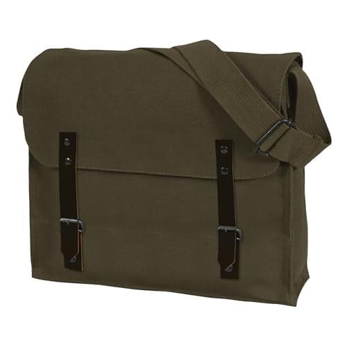 Rothco Canvas Medic Bag Crossbody Shoulder Bag with Leather Closing Straps, Olive Drab