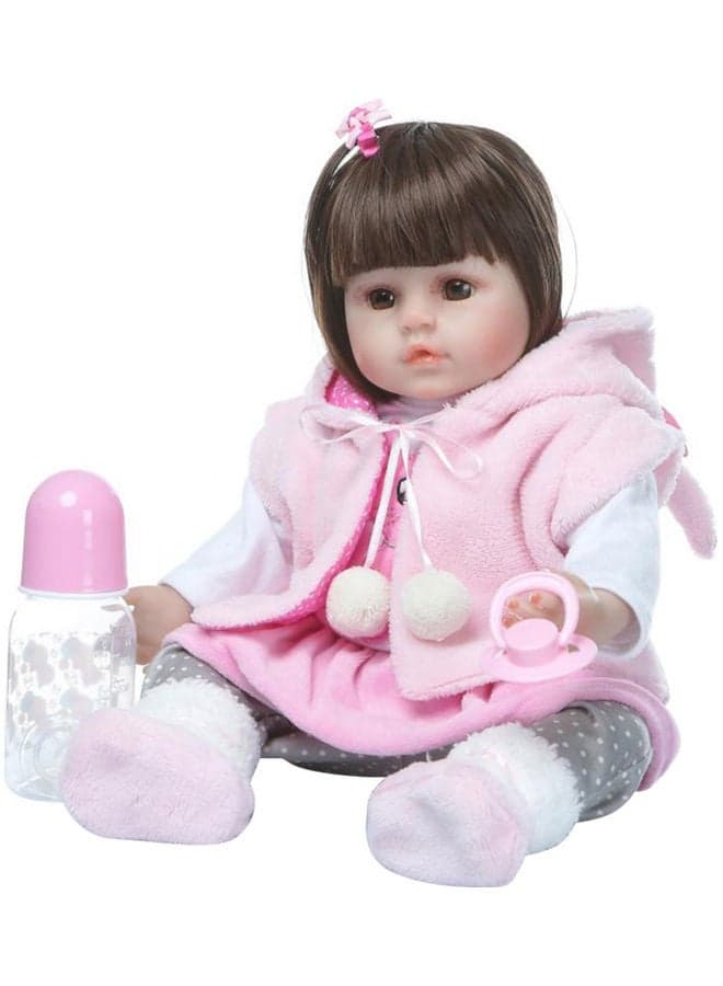 Realistic Silicone Baby Lifelike Doll with A Lifelike Fabric Body,19 Inch Weighted Soft Cute and Playful Toy for Children