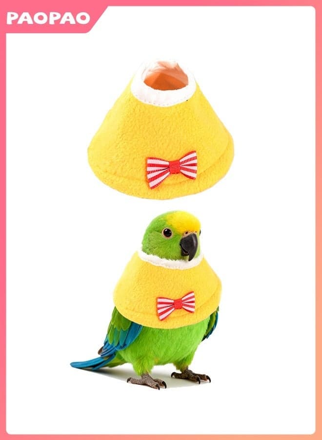 Yellow Adjustable Bird Recovery Collar for Wound Healing & Feather Plucking Prevention - Elizabethan Cones Protective Collar for Parrots - Bird Recovery E-Collar with Safety Design