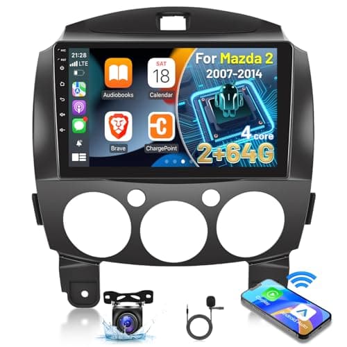 2G64G Car Radio for Mazda 2 20072014 9 inch Touch Screen Car Play Android 13 Mazda 2 Stereo CarplayAndroid AutoEQ AudioBluetoothSWC AHD Backup Camera