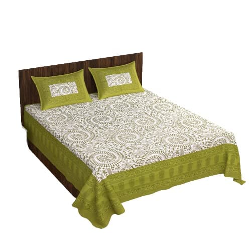 Meejoya 100 Cotton Rajasthani Jaipuri Traditional Floral King Size Double Bed Bedsheet with 2 Pillow Covers Mullti21