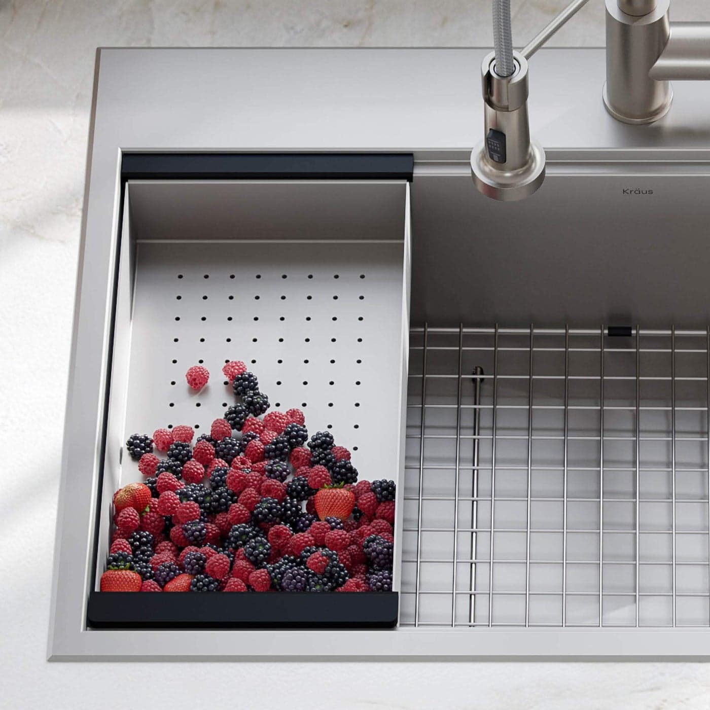 KRAUS Stainless Steel Colander for Workstation Kitchen Sink, CS-6