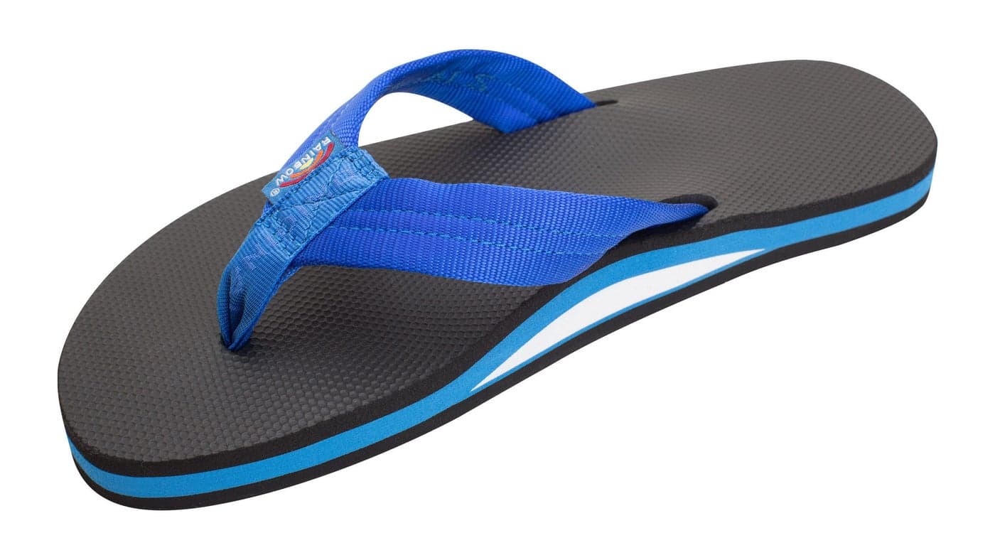 Rainbow Sandals Mens BlueBlack Single Layer Soft Top 1 EVA Rubber Filled Nylon Strap